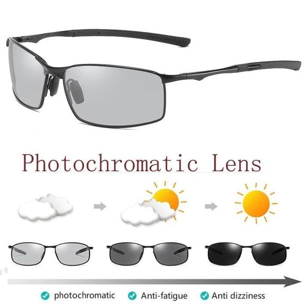 

new polarized pchromic sunglasses mens transition lens driving discoloration glasses male driver safty goggles gafas de sol, White;black