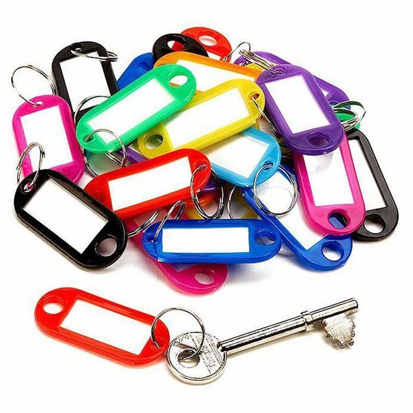 

keychains 30pcs/set multicolor keychain key id label tags luggage el number classification card rings random color, Silver