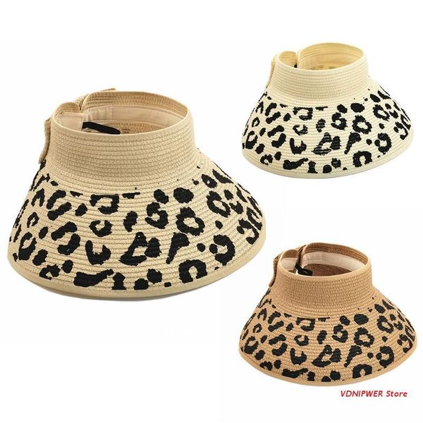 

wide brim hats womens ladies straw hat empty sun summer visor beach headwear d08e, Blue;gray