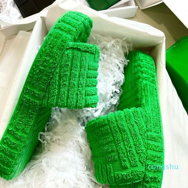 

2022 green winter new brand women slipper fashion fur slides soft sole comfort open toe house flip 22, Black