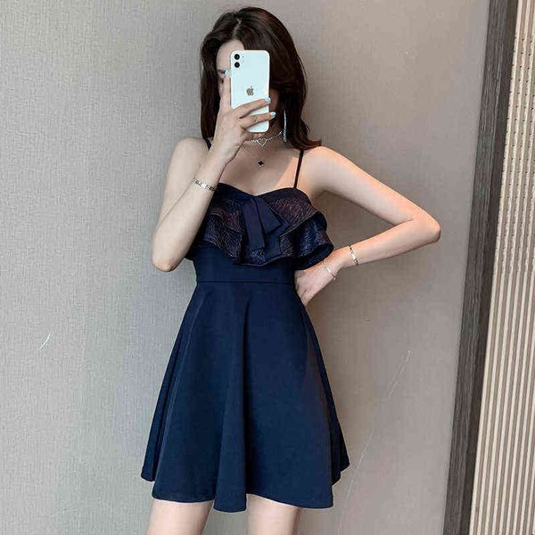 

luxury evening dress technician 2021 nightclub women's wear low cht, waist and belly show thin night suspender short skirt summer, Black;gray