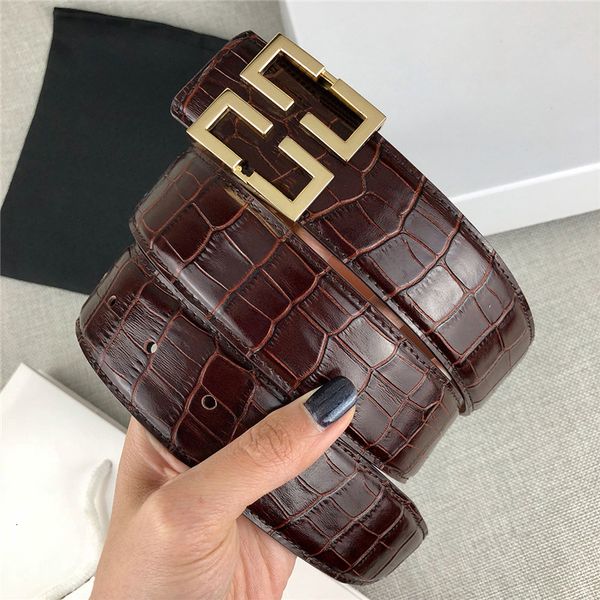 

crocodile plaid belts with box designer men's and women's leather belts smooth buckle dress up hipster belts, Black;brown