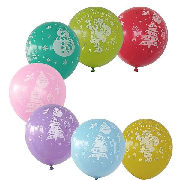 

12inch thicken christmas latex balloon santa claus xmas tree snowman printed colorful balloon kid toy christmas party decoration vt1195