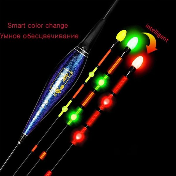 

fishing accessories 1pc led light float with cr425 battery stick floats bobbers bite alarm color change long tail buoy strike