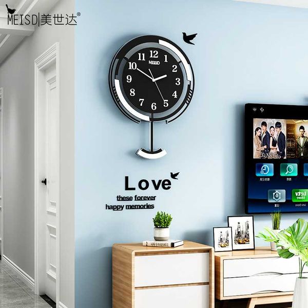 

wall clocks meisd creative clock pendulum modern design hanging black watch home decor diy stickers mute living room