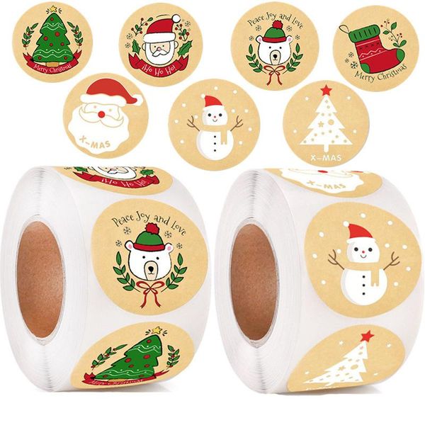 

gift wrap 38mm merry christmas kraft paper xmas party holiday decoration seal sticker baking invitation letter envelope label