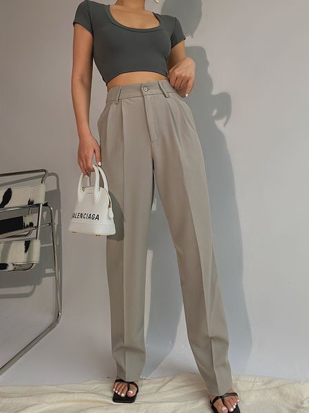 

spring 2021 new office lady elegant casual fashion wide leg woman female pants czdz, Black;white