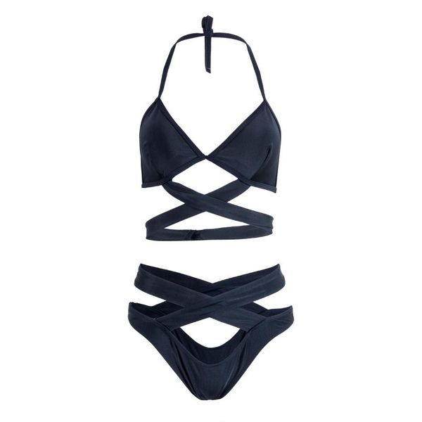 

one-piece suits 2021 style fashion women's solid ladies push-up bikini set padded bandage swimsuit backage beachwear