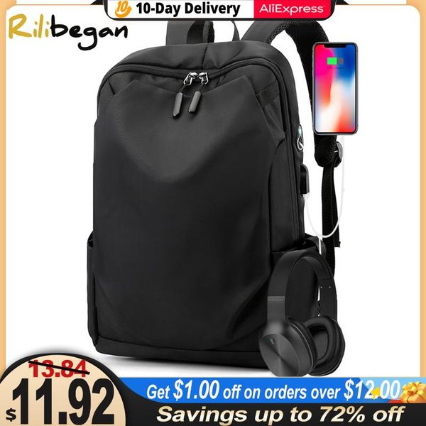 

backpack super light oxford usb charging lapmen waterproof travel for computer business school bag
