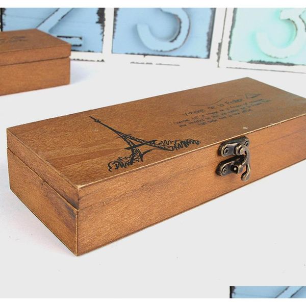 

retro storage box eiffel tower pen pencil case holder stationery storage wooden box household pen storage or jllzgy fight2010