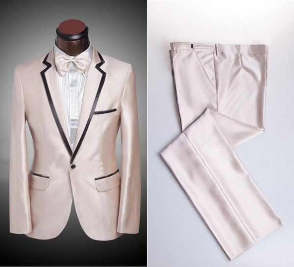 

men's suits & blazers style of the clothes notch lapel from bridegroom's bright champagne wedding suit (jacket + pants bow tie) 3m, White;black