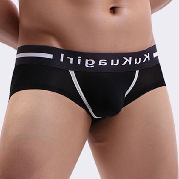 

underpants mens lingerie low waist briefs ice silk underwear u pouch see through 2021 translucent breathable male panties, Black;white