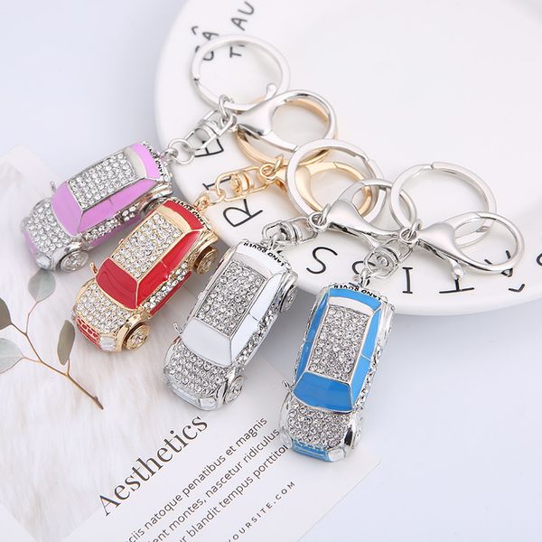 

key exquisite alloy key ring diamond car pendant, Slivery;golden