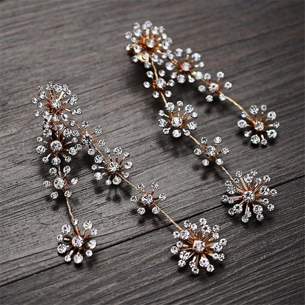 

dangle & chandelier luxury gold color bridal crystal floral earrings handmade wedding prom jewelry accessories women drop earring, Silver