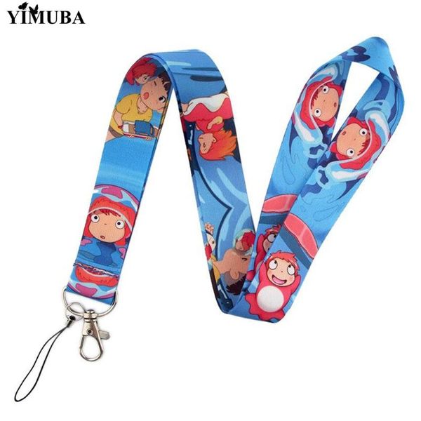 

keychains yimuba kawaii goldfish princess phone lanyard key chain id card name badge holder webbing neck straps japanese anime accessories, Silver