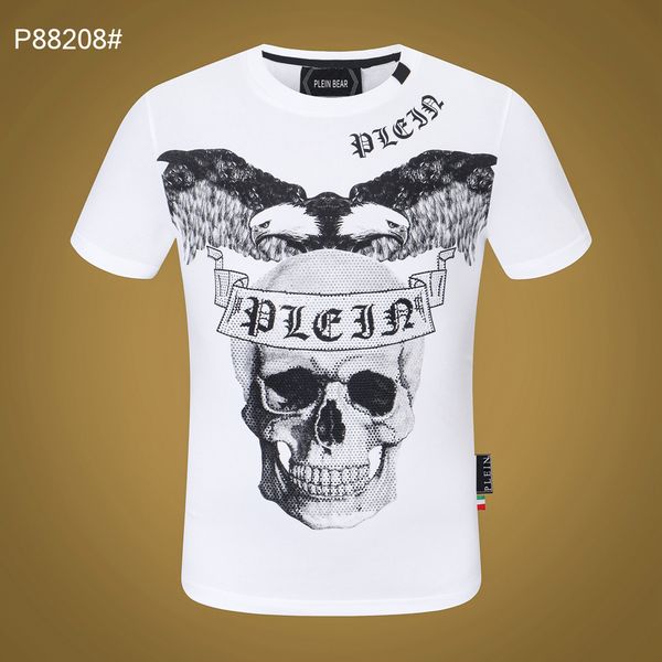 

plein bear t shirt mens designer tshirts brand clothing rhinestone skull men t-shirts classical hip hop streetwear tshirt casual tees pb 113, White;black