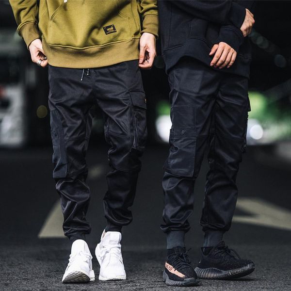 

men's pants 2021 spring summer hip hop pencil men cargo streetwear trousers military tactics mens black pant elastic waist