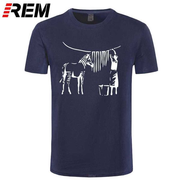 Banksy Zebra Camiseta Imprimir Manga Curta S-3XL Presente Normal Moda Verão Imagens 210629