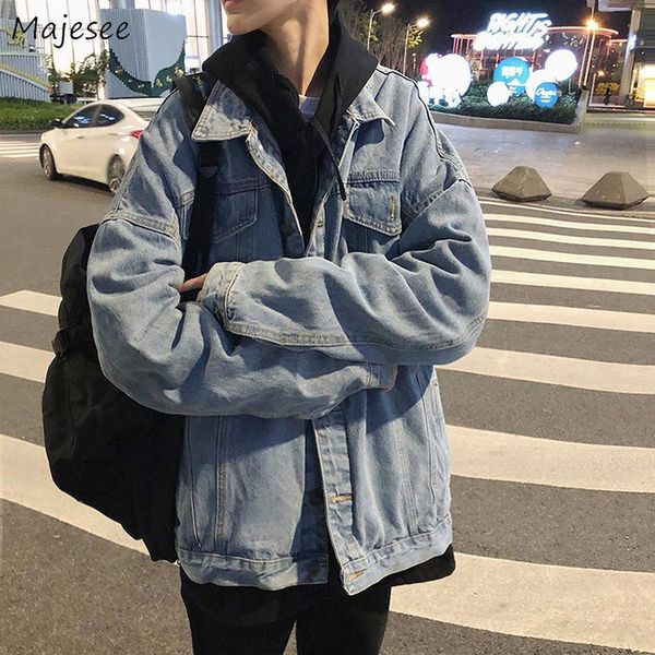 

men's jackets plus size s-3xl men solid vintage fall outerwear loose pockets all-match teens harajuku korean style streetwear simple, Black;brown