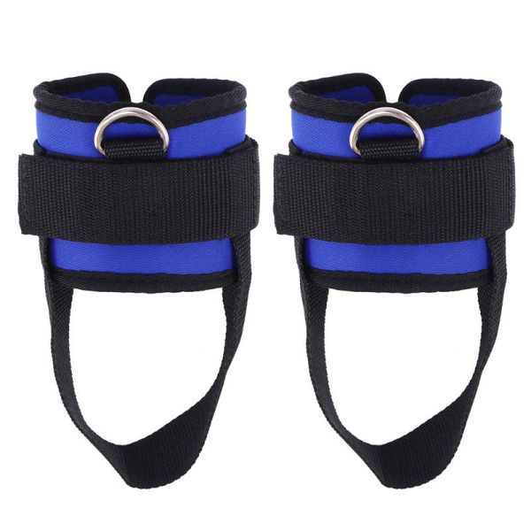 

ankle support 2pcs sport strap padded d-ring cuffs for gym workouts cable machines buand leg weights exercises (blue), Blue;black
