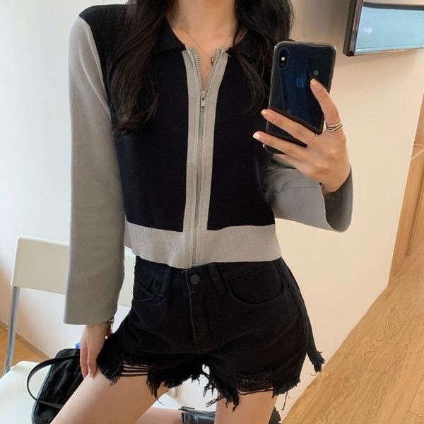 

women's hoodies & sweatshirts korean autumn clothing slim fit short, Black