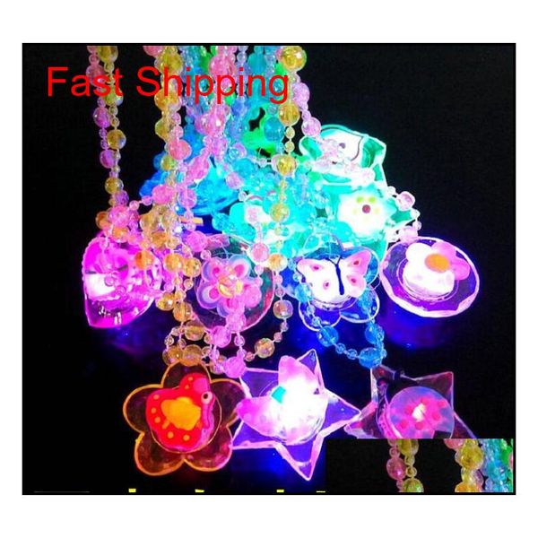 

led light up cartoon pendants necklace christmas kids adults party favors creative luminous glow necklaces acrylic lanyard gift z6w0a uqepv