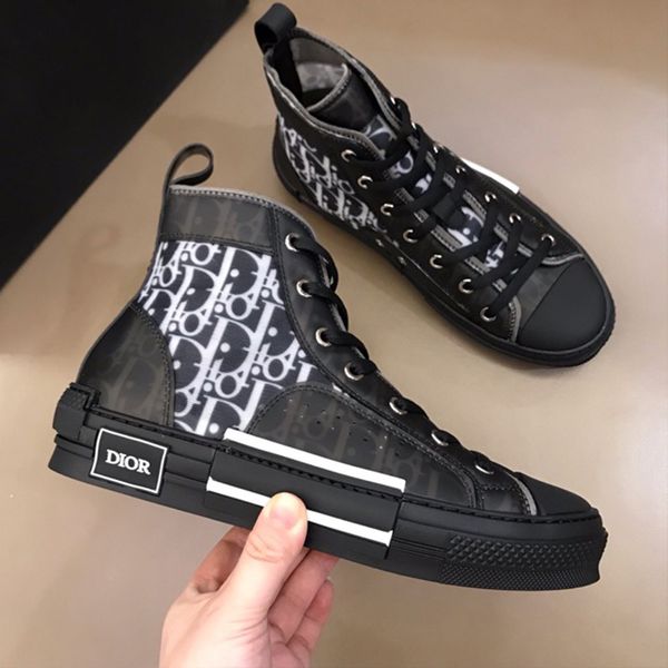 

quality designers dior shoes b 23 oblique technology canvas trainers sneakers men women fashion breathable outdoor platform casual trainer s, Black