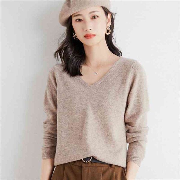 

fashion spring autumn women cashmere wool sweater v-neck solid color pullover long sleeve knitted bottoming sweater, White;black