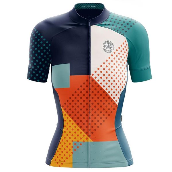 Jackets de corrida Victory C Mulheres Jersey de ciclismo 2022 Ciclo Cycle Tops de manga curta Coolmax MTB VETEMENT FEMME Bright Color Sport Wear