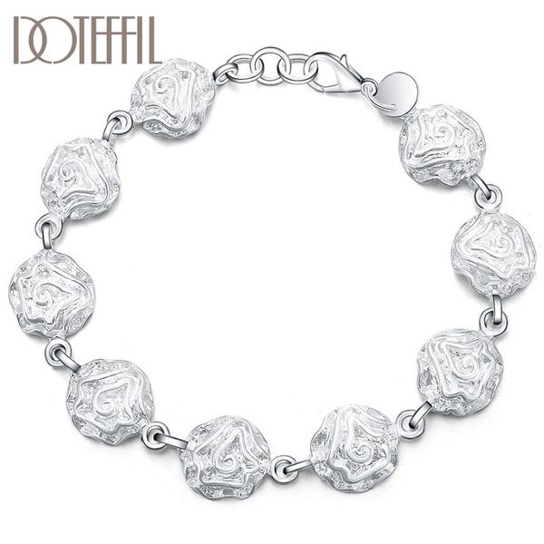 

other bracelets doteffil 925 sterling silver rose flower bracelet for women wedding engagement party fashion jewelry, Golden;silver