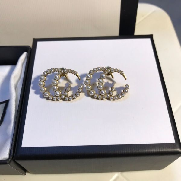 

2021 new designer jewelry women earrings full pearls luxury designer earrings formal designer earrings for prom evening gift, Golden