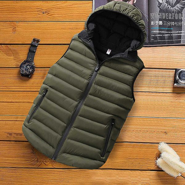

winter new casual vest thickened down cotton youth sleeveless hooded men's warm jacket, Black;white