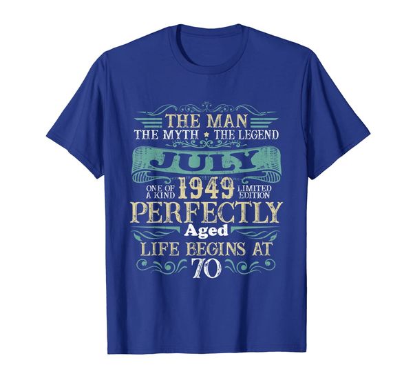 

the man myth legend july 1949 t-shirt 70th birthday gift, White;black