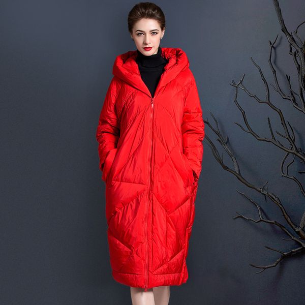 

down jacket hooded women's 2021 winter dress loose medium and long sleeve large thickened, Black