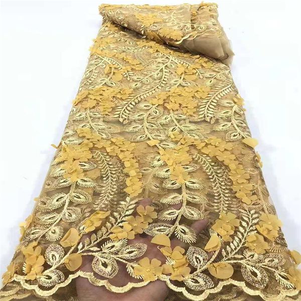 

2021 nigerian fabric french net tulle 3 d applique for african lace party dress rf-190, Black;white