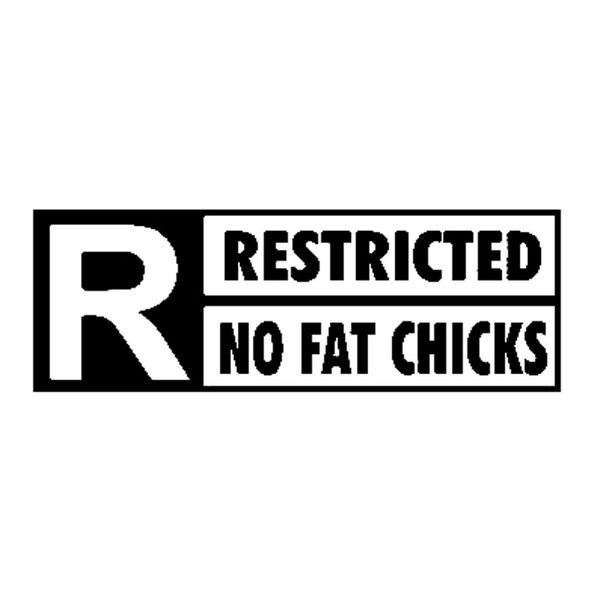

17.5cm*6cm interesting vinyl english words no fat chicks car sticker decal black silver c15-1842