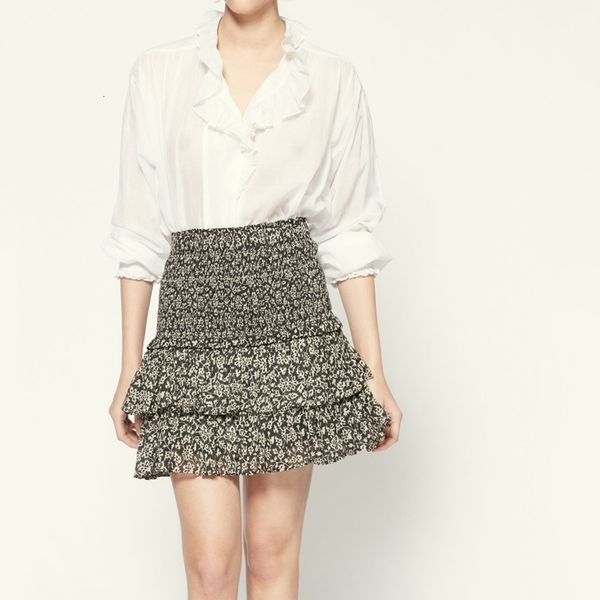 

2021 spring and autumn new fashion all-match temperament lotus leaf collar thin long-sleeved shirt women 0lma, White