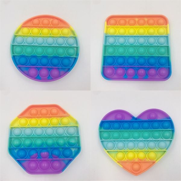 

50pcs rainbow push pop it fidget toy bubble sensory squeeze toy anxiety autism stress reliever kids adults autism special needs h22301