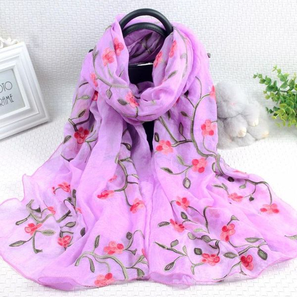 

scarves nducjsi korean lace embroidery chiffon shawl long fashion ethnic flower scarf female spring and autumn wild, Blue;gray