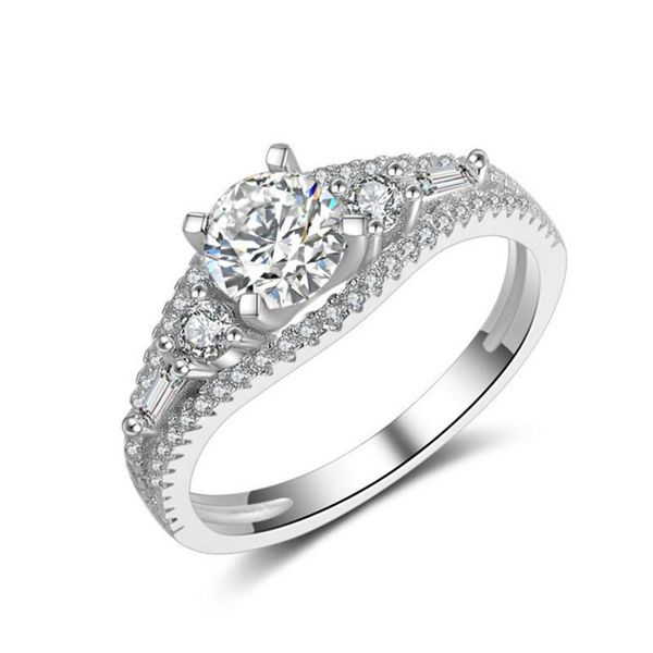 

cluster rings 925 silver color vs2 diamond ring for women anillos wedding bizuteria white z jewelry gemstone, Golden;silver