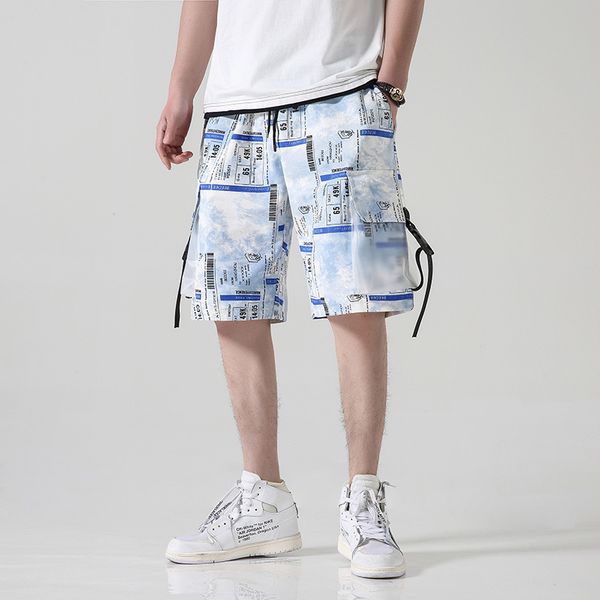 

new men's cargo streetwear hip hop jogging men casual multi pockets printed baggy male summer shorts 2021 dropshipping nvcu rzrr, White;black