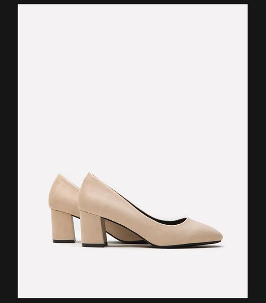 

dress shoes weiyishi 2021 lady's square heel lady office kid suede pointed toe women's pumps 5.5cm high, Black