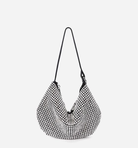 

evening bags 2021 fashion bag water diamond full handbag hand women's trendy semi-round armpit