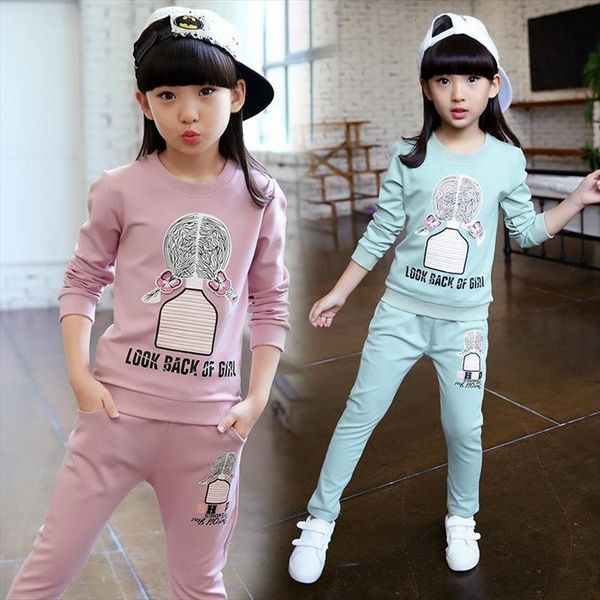 

girl clothing set casual spring autumn kids sport suits for girls cotton 4 5 6 7 8 9 10 11, White