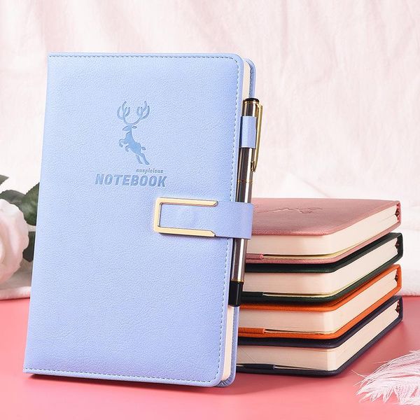 

a5 dairy new thicken notepad lock notebook personal password leather soft cover squred books for records office accessories, Purple;pink