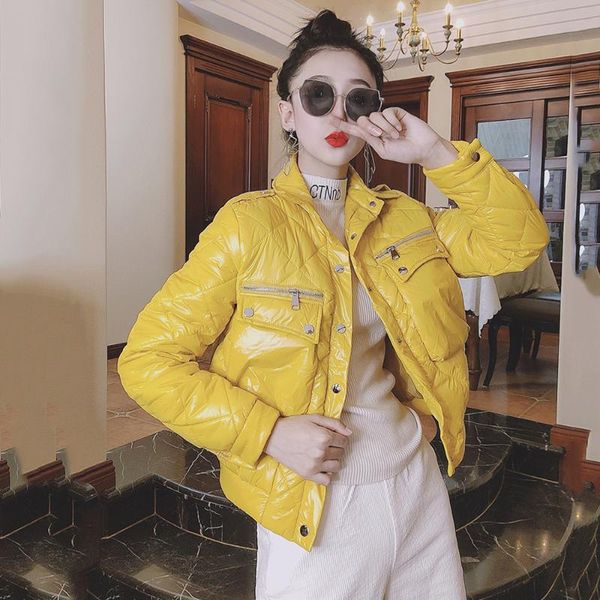 

women's down & parkas 2021 zipper short winter women jacket autumn thick warm outwear female coats streetwear ladies cotton jackets, Black