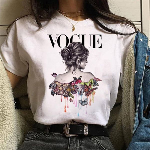 

harajuku watercolor girl print womens t shirt short sleeve vogue tee, White