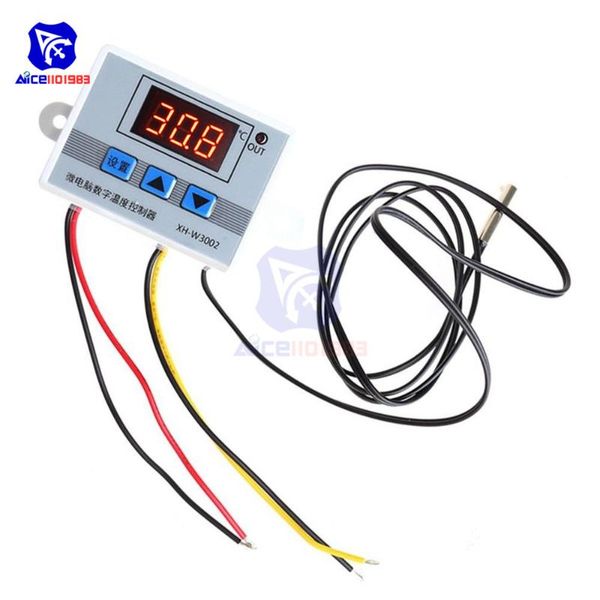 

integrated circuits ac 220v/dc 12v/24v 10a xh-w3002 digital led temperature controller for arduino cool/heat switch thermostat with ntc prob