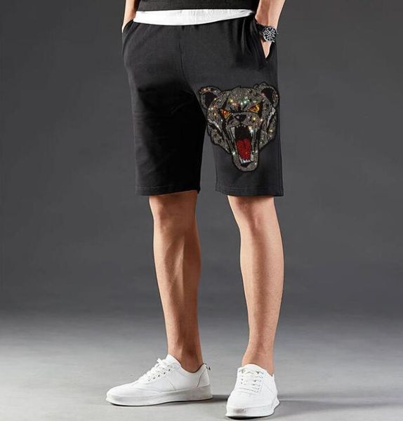 

summer shorts men drill shorts plus size 2xl male short pant beachwear elastic waist straight boardshorts, White;black