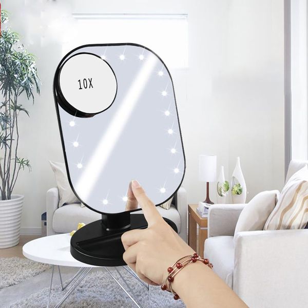 

compact mirrors makeup mirror 10x enlarge led fill light beauty touch screen switch desktool home portable travel